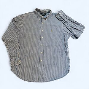 Ralph Lauren Men’s XL Button Down Shirt Blue White Striped Classic Fit Preppy